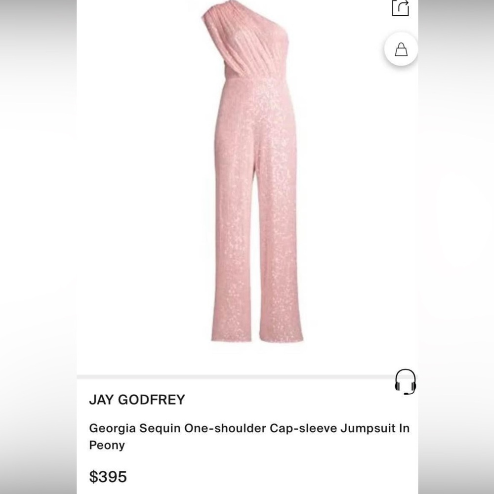 Jay Godfrey Peony Sequin One-Shoulder Jumpsuit Size 8